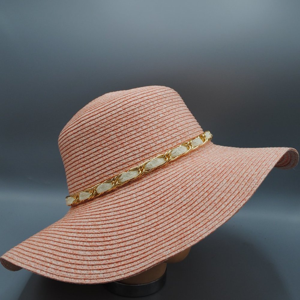 Sun Hat Floppy Hat Banded PINK GOLD CHAIN